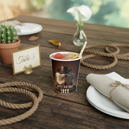 Cowboy Birthday Paper Cup - Rustikaler Western Cak Pappbecher