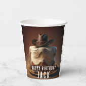 Cowboy Birthday Paper Cup - Rustikaler Western Cak Pappbecher (Rückseite)