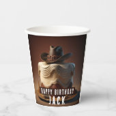 Cowboy Birthday Paper Cup - Rustikaler Western Cak Pappbecher (Vorderseite)