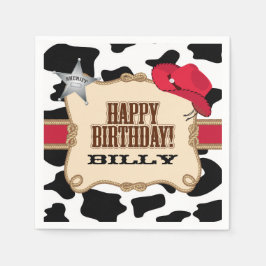 Cowboy Birthday Party, Custom Napkins Serviette
