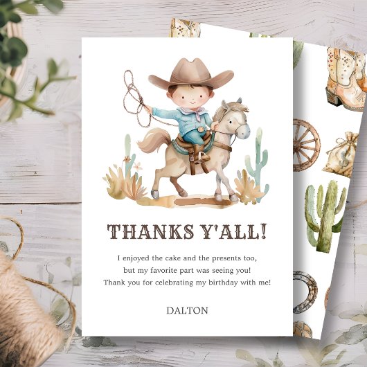 Cowboy Birthday Party Danke Karte