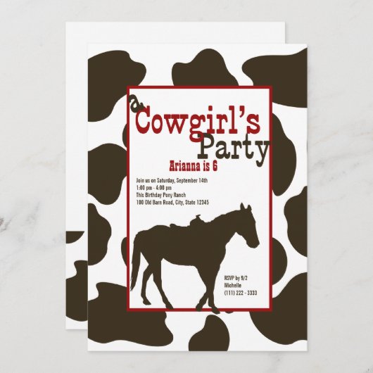 Cowboy Birthday Party Einladung (Vorne/Hinten)