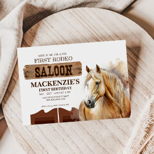 Cowboy Birthday Party First Rodeo Wild West Einladung