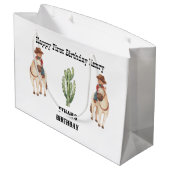 Cowboy Birthday Rodeo Party Große Geschenktüte (Rückseite Schrägansicht)