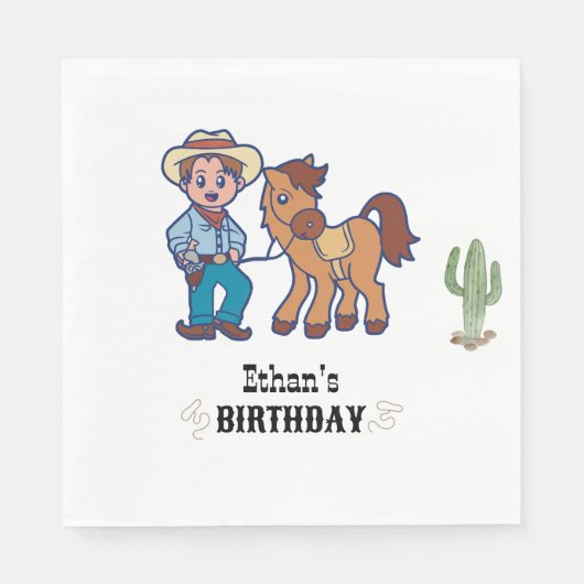 Cowboy Birthday Rodeo Party Serviette (Vorderseite)
