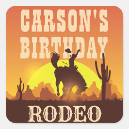 Cowboy Birthday Rodeo, Wild West, Glückwunsch zum  Quadratischer Aufkleber
