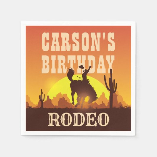 Cowboy Birthday Rodeo, Wild West, Glückwunsch zum Serviette (Vorderseite)