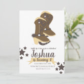 Cowboy Birthday Stars Brown Beige Einladung (Stehend Vorderseite)