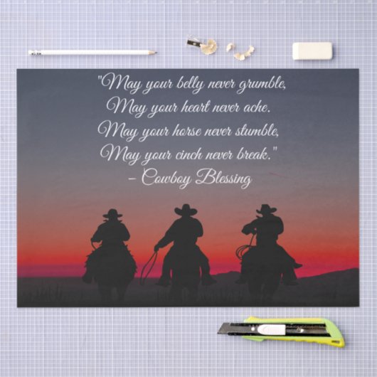 Cowboy Blessing Horse Silhouette Seidenpapier (Handwerk)