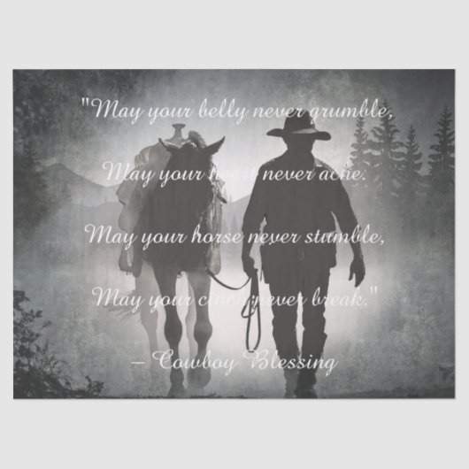 Cowboy Blessing Horse Silhouette Seidenpapier (Vorderseite)