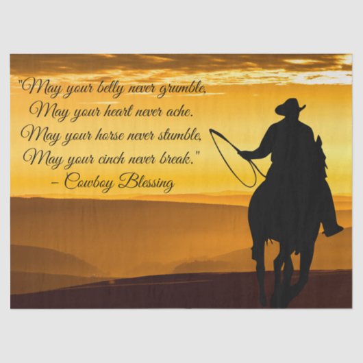 Cowboy Blessing Horse Silhouette Seidenpapier (Vorderseite)