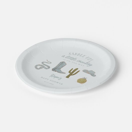 Cowboy Blue Baby Dusche Pappteller (Schrägansicht)