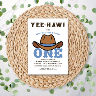 Cowboy Blue First Rodeo Erster Geburtstag Einladung
