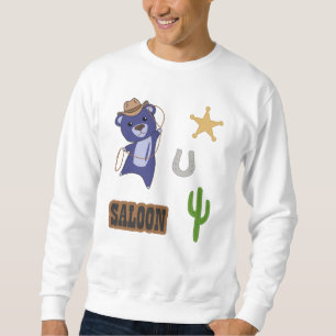Cowboy Blue Niedlich Bear Saloon Western Sweatshirt