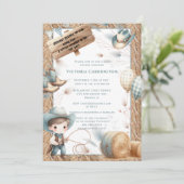 Cowboy Blue Western Boy Babydusche Einladung (Stehend Vorderseite)