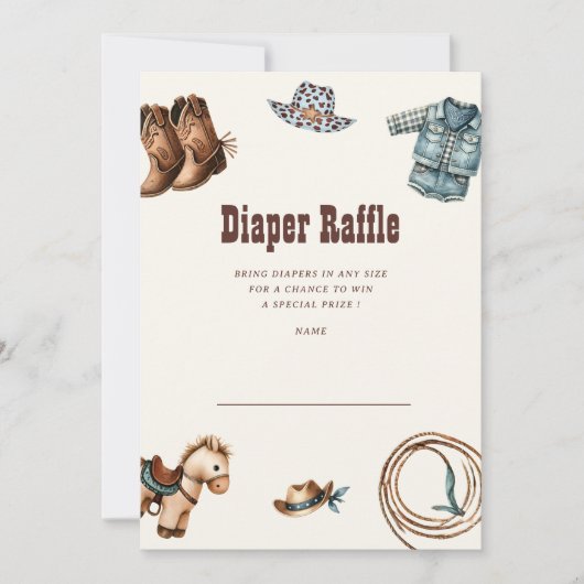Cowboy Blue Western Rode Diaper Raffelkarte Einladung (Vorderseite)