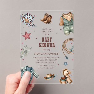 Cowboy Blue Western Rodeo Baby Shower Einladung