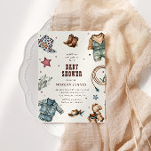 Cowboy Blue Western Rodeo Kinderdusche Einladung