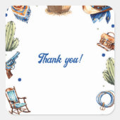 Cowboy Blue Western Wild West Geburtstag Quadratischer Aufkleber (Vorderseite)