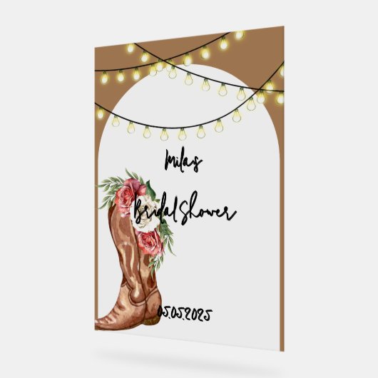 Cowboy-Blumenkohl-Brautparty Acrylschild (Winkel)