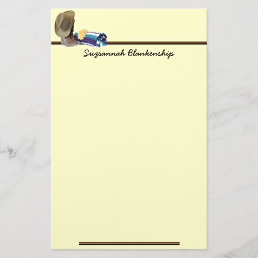 Cowboy Boost Hat Gloves Still Life Foto Custom Briefpapier (Vorderseite)