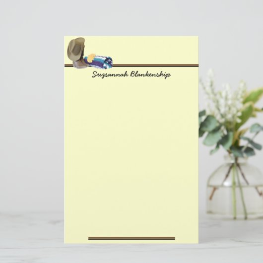 Cowboy Boost Hat Gloves Still Life Foto Custom Briefpapier (Stehend Vorderseite)