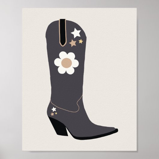 Cowboy Boot 04 Schwarz und Creme Poster (Vorne)