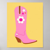 Cowboy Boot 05 Rosa und Gelb Cowgirl Stiefel Poster (Vorne)