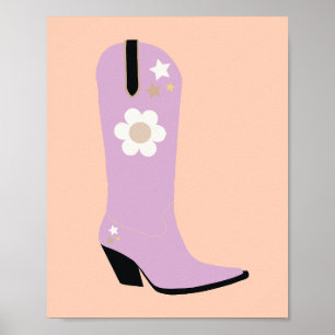 Cowboy Boot 07 Orange und Lila Cowgirl Stiefel Poster