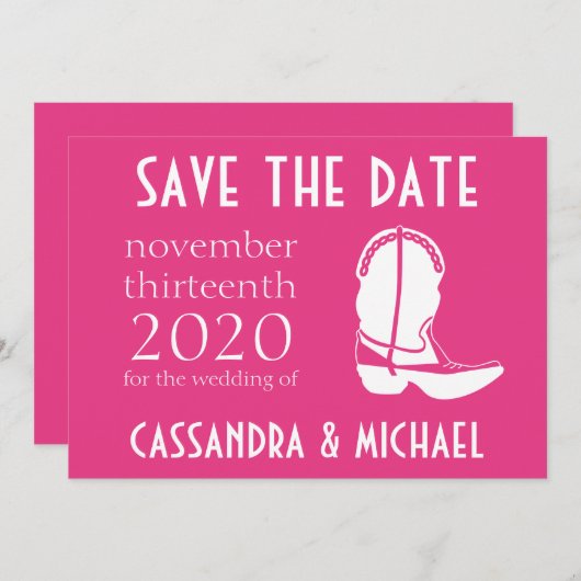 Cowboy Boot Ankündigung Datum freihalten (dunkelro (Vorne/Hinten)