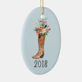Cowboy Boot Bouquet Keepake Jahr Keramik Ornament (Rechts)