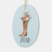 Cowboy Boot Bouquet Keepake Jahr Keramik Ornament (Links)