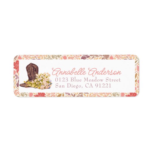 Cowboy Boot & Bouquet Rücksendeadresse (Vorne)