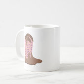 Cowboy Boot Brown Pink Lila Stars Kaffeetasse (Vorderseite Links)