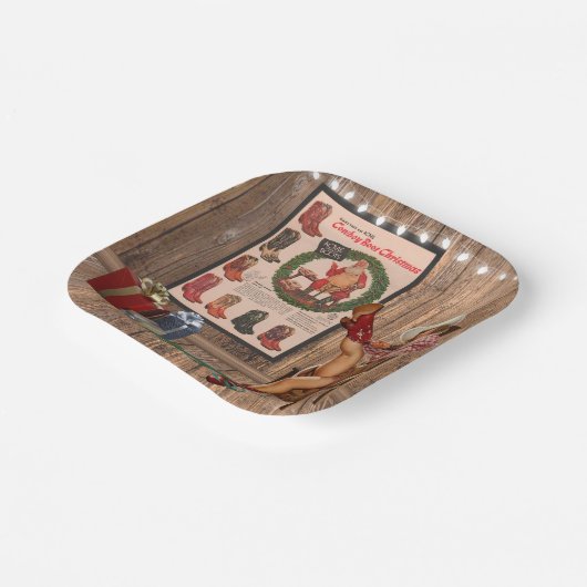 Cowboy Boot Christmas Pappteller (Gewinkelt)