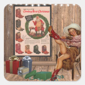 Cowboy Boot Christmas Quadratischer Aufkleber (Vorderseite)