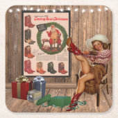 Cowboy Boot Christmas Rechteckiger Pappuntersetzer (Vorderseite)