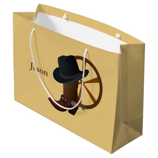 Cowboy Boot Design LGB Große Geschenktüte (Rückseite Schrägansicht)