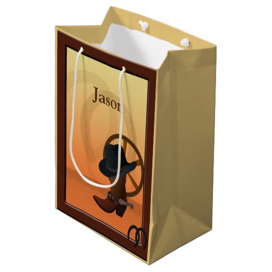 Cowboy Boot Design MGB Mittlere Geschenktüte (Vorderseite Schrägansicht)