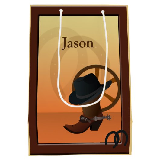 Cowboy Boot Design MGB Mittlere Geschenktüte (Rückseite)