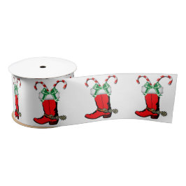 Cowboy Boot mit Candy Canes Satinband