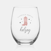 Cowboy Boot Personalisierter Junggeselinnen-Abschi Weinglas Ohne Stiel (Vorderseite)