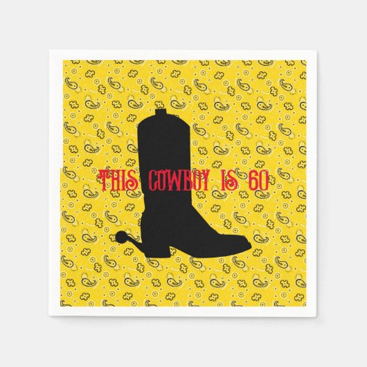 Cowboy Boot Spurs Silhouette Bandana 60. Geburtsta Serviette (Vorderseite)