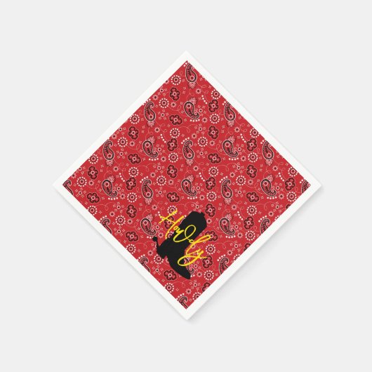 Cowboy Boot Spurs Silhouette HOWDY Serviette (Ecke)