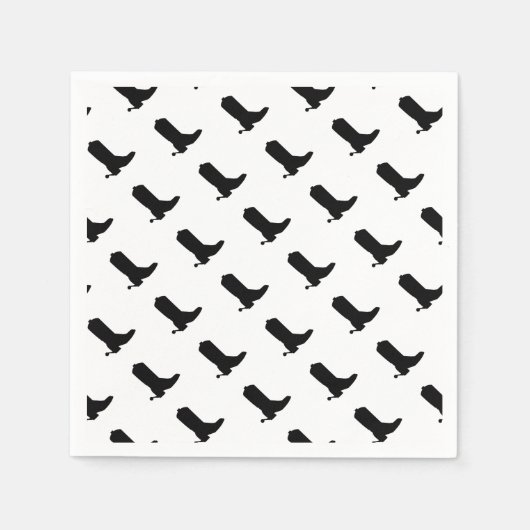 Cowboy Boot Spurs Silhouette Muster Schwarz-weiß Serviette (Vorderseite)