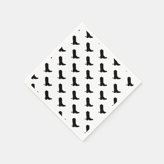 Cowboy Boot Spurs Silhouette Muster Schwarz-weiß Serviette (Ecke)