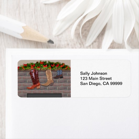 Cowboy Boot-Strumpf am Kamin (Insitu)