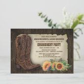Cowboy Boot Sunflower Engagement Party Einladungen (Stehend Vorderseite)