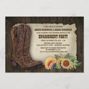 Cowboy Boot Sunflower Engagement Party Einladungen