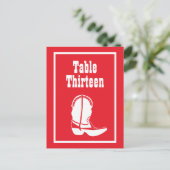Cowboy Boot-Tischnummern (rot / weiß) Postkarte (Stehend Vorderseite)